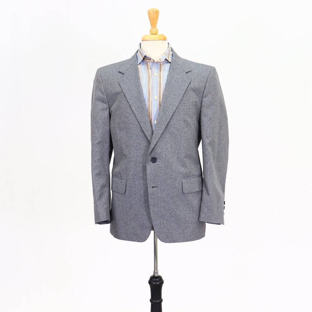 Vintage 1990s 40S Blue Solid 2-Button Sport Coat Blazer Jacket P244